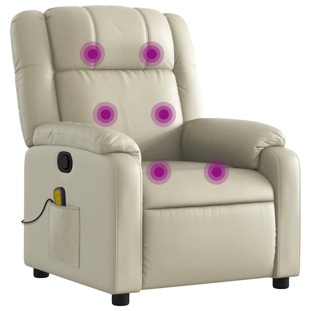 Poltrona da Massaggiante | Sedia Relax Reclinabile Crema Similpelle