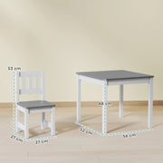 Set tavolo e 2 sedie per bambini, 3 pezzi, grigio