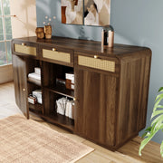 Credenza con 3 cassetti 2 ante e ripiani regolabili in MDF e pannello truciolare noce 120 × 40 × 85 cm