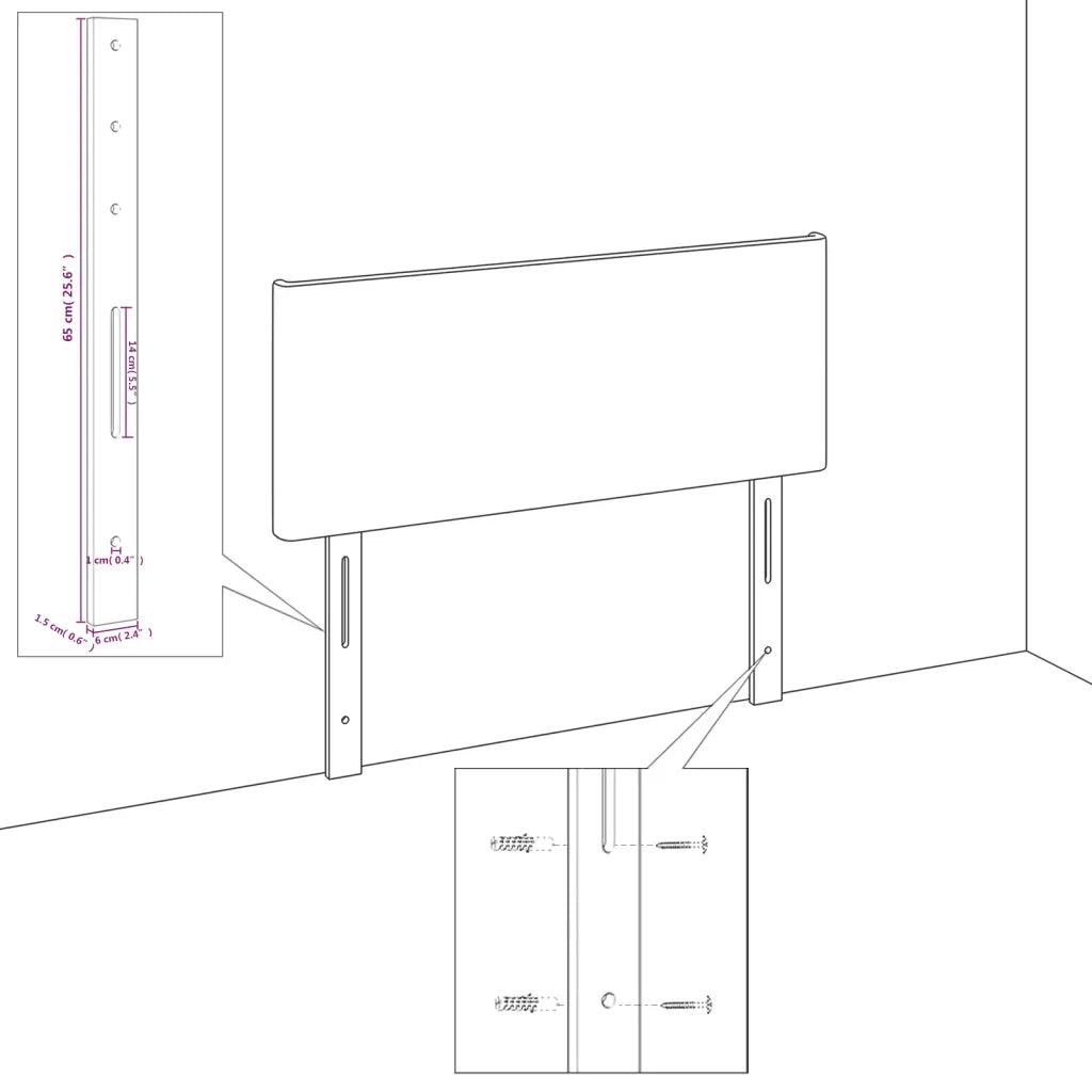 Testiera ad Orecchio-Testata con Orecchie Marrone Scuro 183x16x78/88 cm in Tessuto 664956