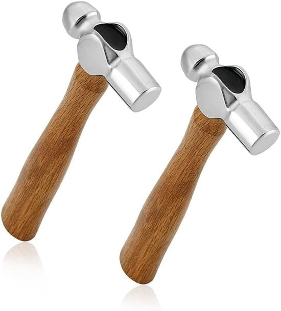 Hamer a Martello con Manico in Legno, doppio taglio, 100 ml, acciaio di carbonio, per gioielli, lavorazione metallo, argento, martello a palla, 2 pezzi, adatto per riparazione e stampe.