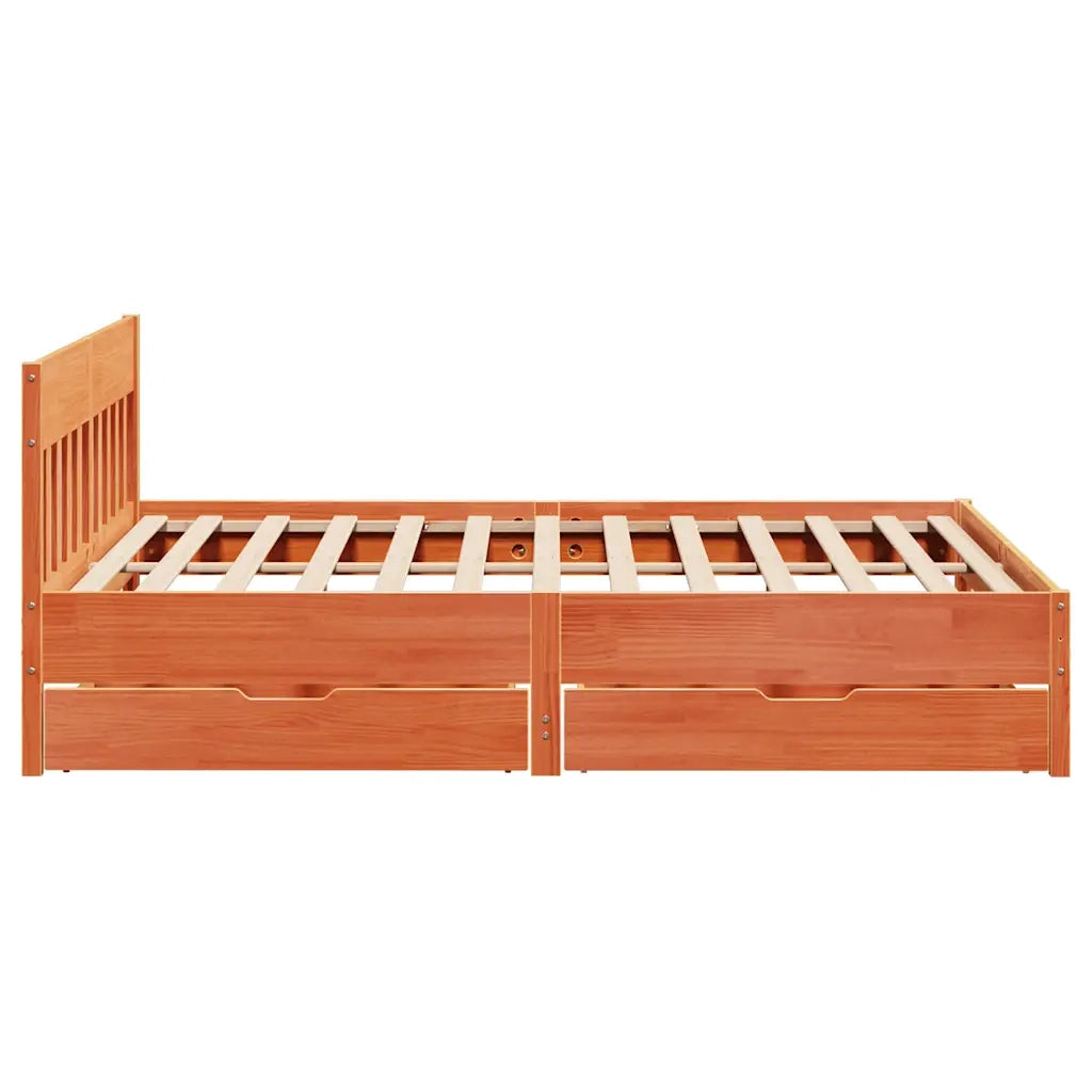 Letto senza Materasso-Struttura Letto Marrone Cera 200x200 cm in Legno di Pino 166231