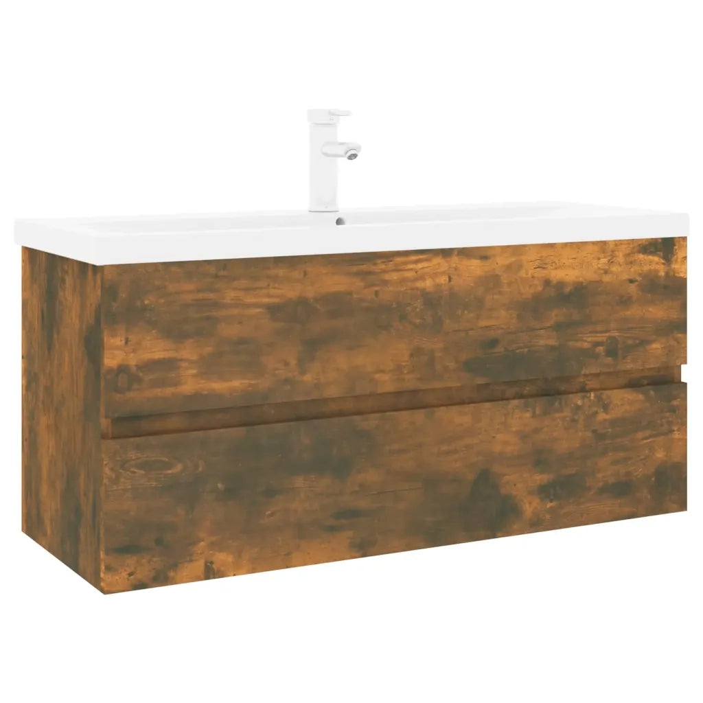 Mobile Bagno con Lavabo Integrato Rovere Fumo Legno Multistrato 3152888