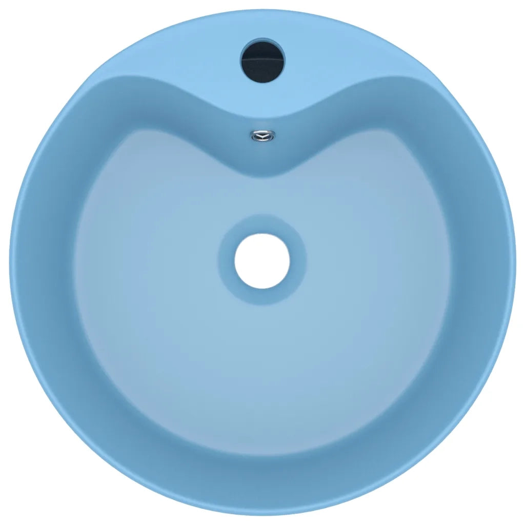 Lavandino con Troppopieno Azzurro Opaco 36x13 cm in Ceramica 147033