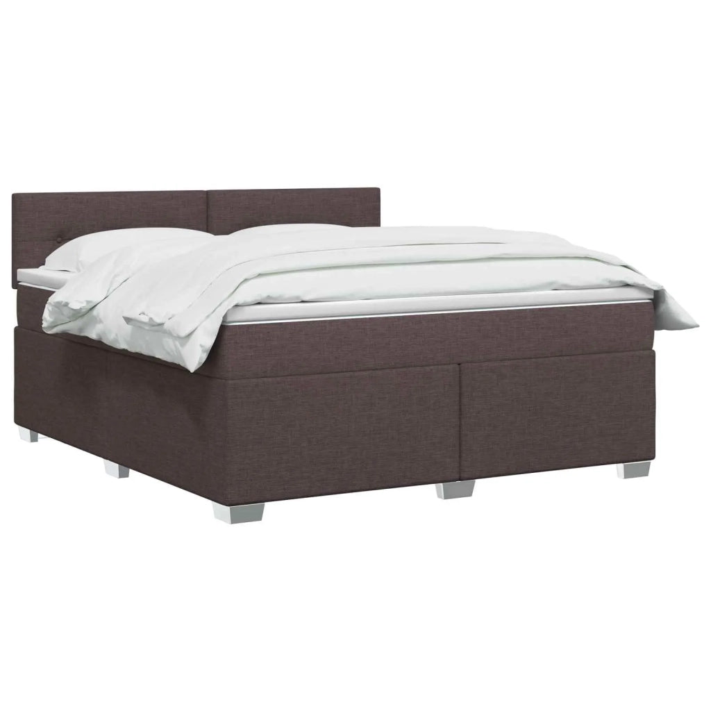 Letto con Box Spring, Materasso e LED Marrone Scuro Tessuto 3452004