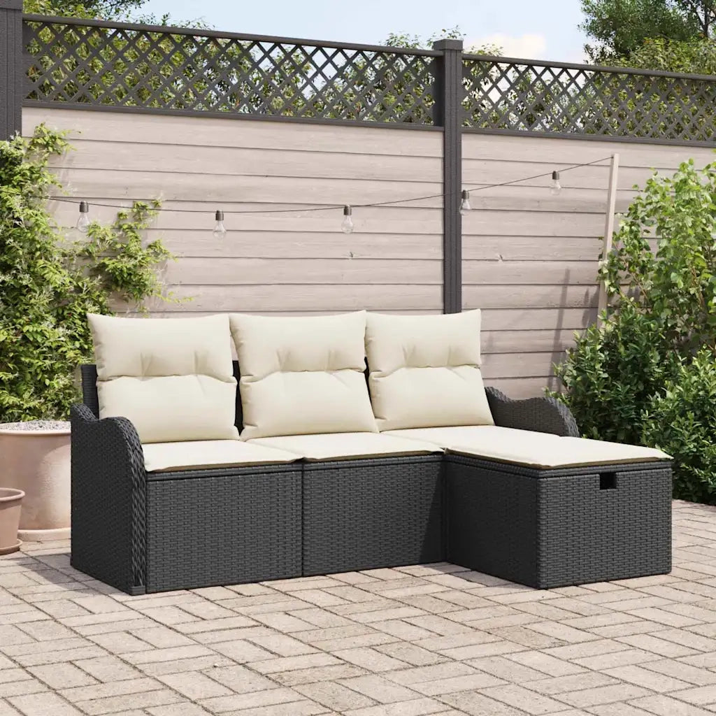 Set Divano da Giardino con cuscino 4 pcs Poly Rattan