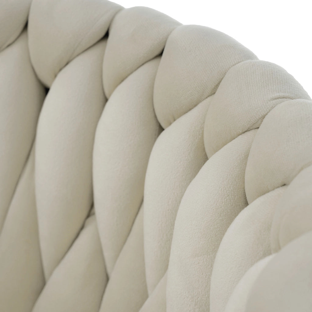 Sedia da Pranzo Girevole in Velluto, Set 4 Pezzi ¨C Xylo ¨C Beige, Gambe in Metallo