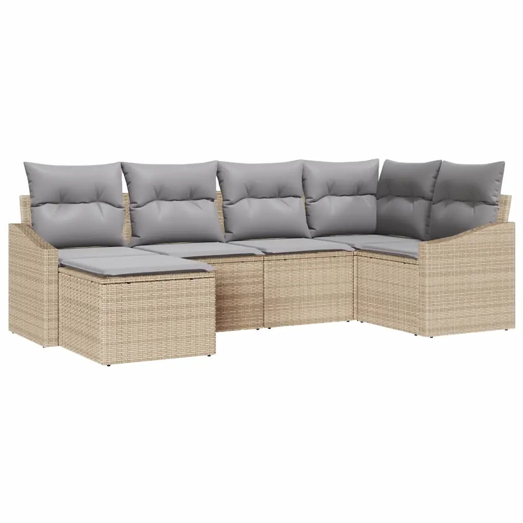 Set da Pranzo per Giardino 6 pcs Beige e Grigio Chiaro