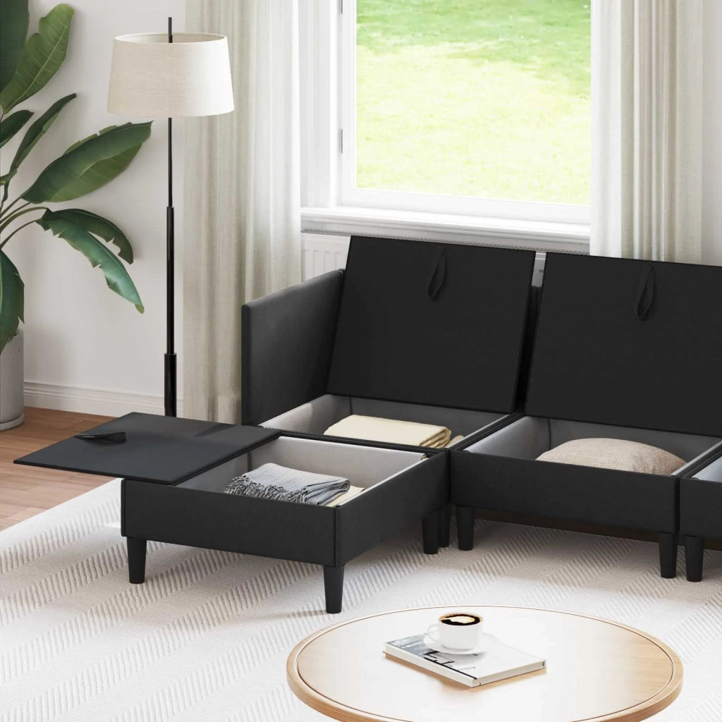 Set di mobili per il soggiorno 5 pcs Nero Tessuto 3413811