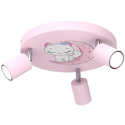 Luminex Fun plafoniera 3 spot GU10 rosa gatto 30cm