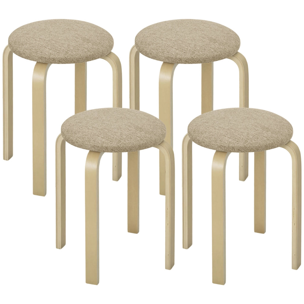 Set 4 Sgabelli Impilabili Rotondi Senza Schienale con Seduta Imbottita ¨C Xylo ¨C Kaki 40x40x45cm