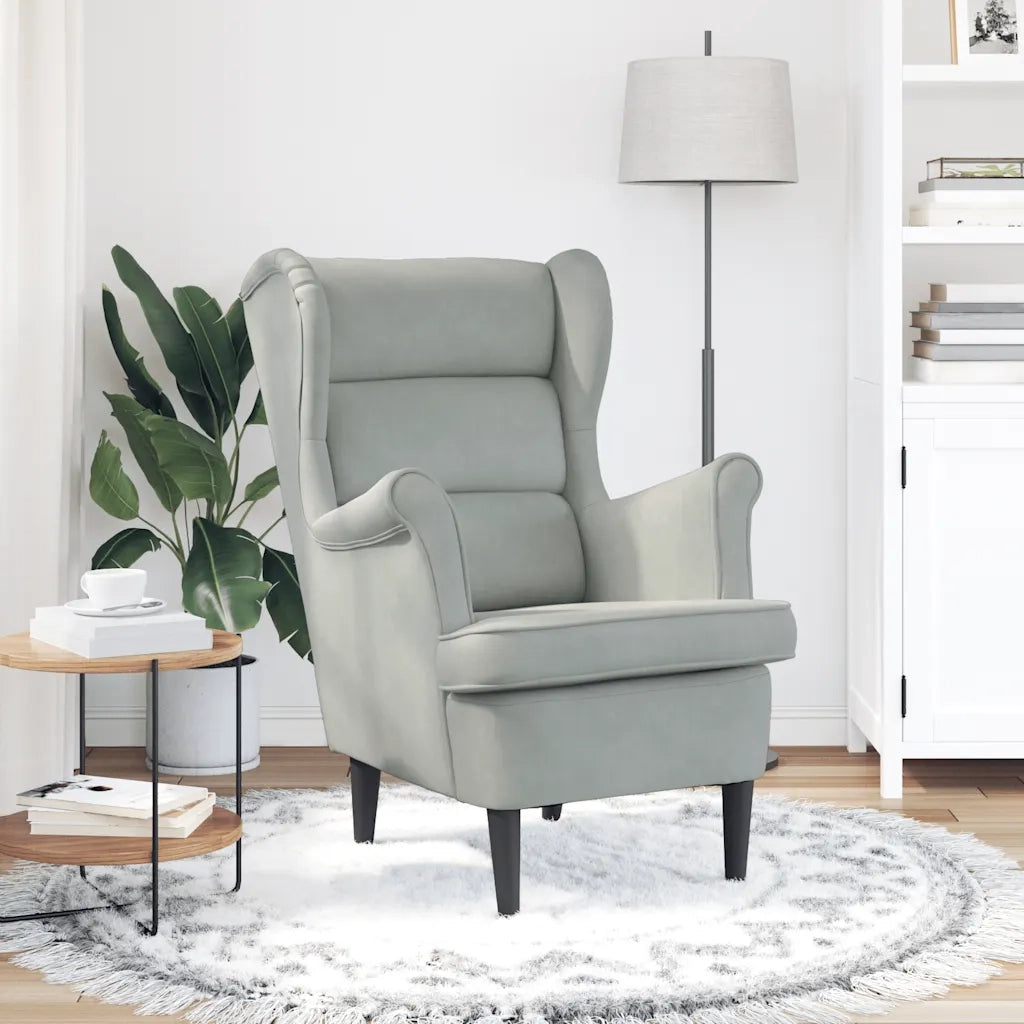 Poltrona Grigio Chiaro Velluto 324059