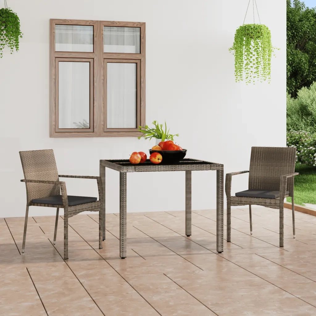 Sedie da Giardino con Cuscini 2 pz | Sedie da Esterno in Polyrattan Grigie