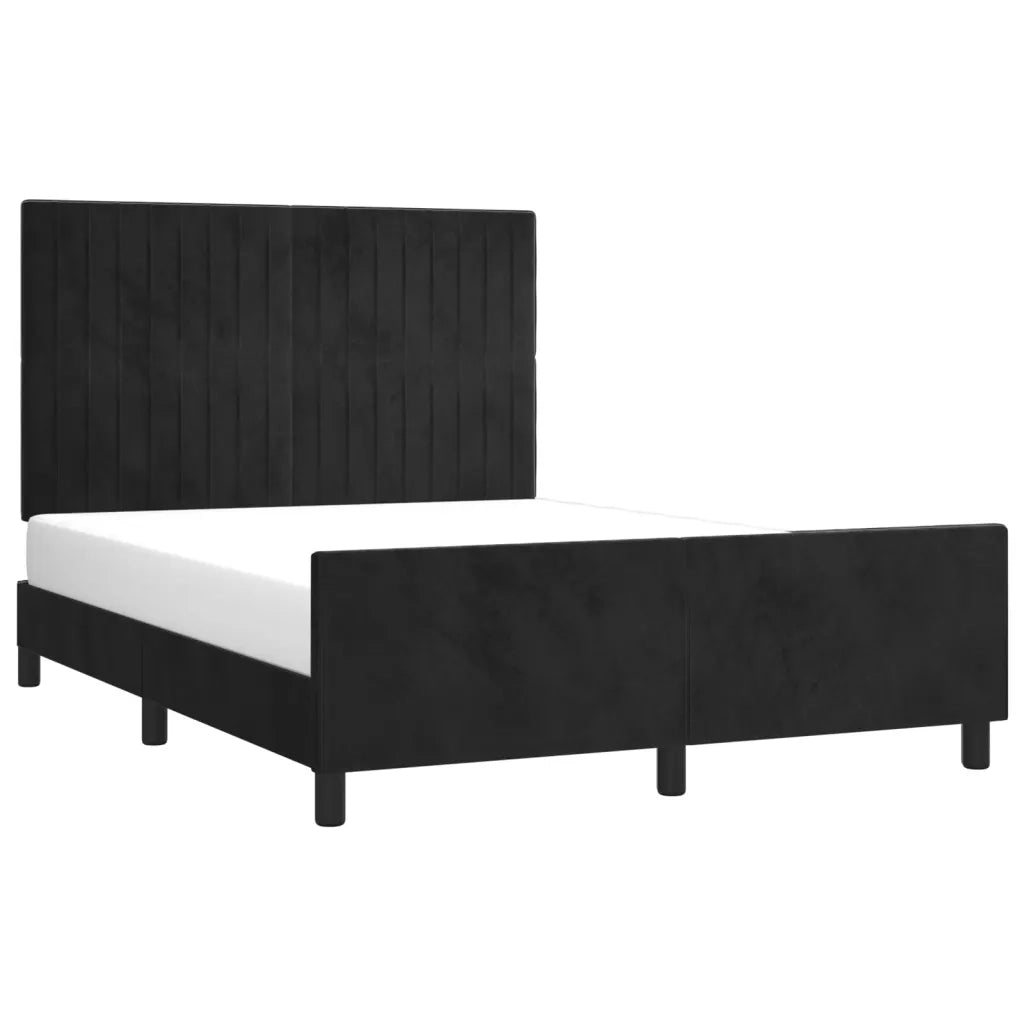 Letto matrimoniale | Letto per adulti | Giroletto senza Materasso Nero 140x200 cm in Velluto