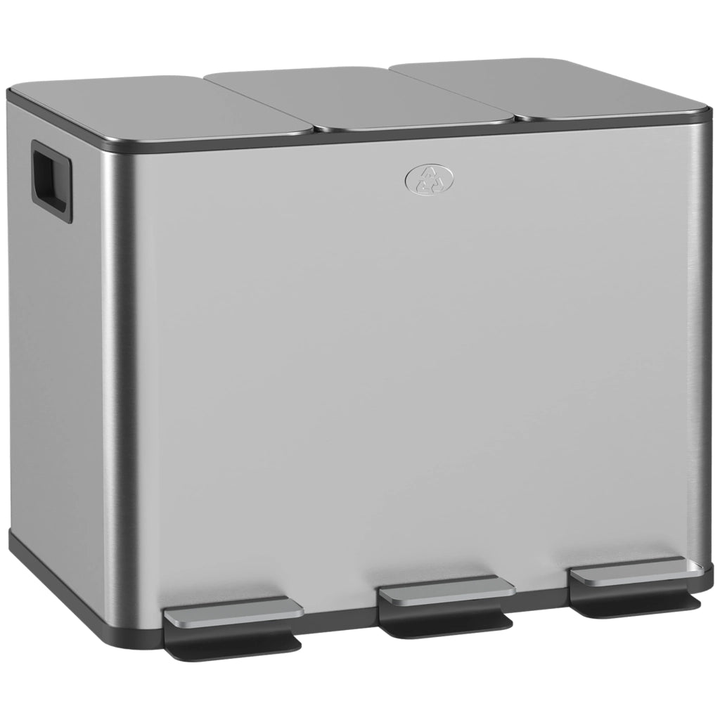 Cestino 3 Scomparti 60L ¨C Minimal ¨C Argento