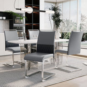 Sedie da Pranzo Set 4 Pezzi, Schienale Alto Imbottito in Ecopelle e Tessuto ¨C MINIMAL ¨C Grigio
