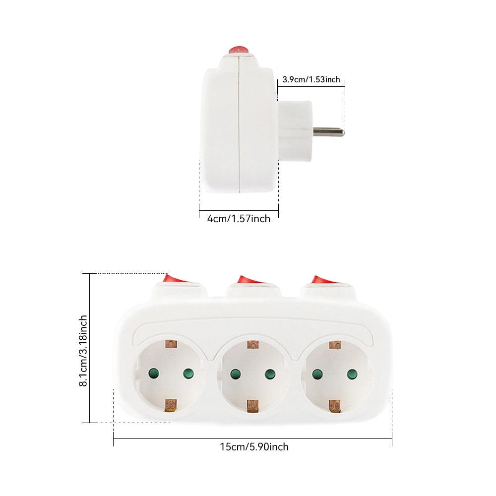 Adattatore Multipresa 3 in 1 con Interruttori ¨C Minimal ¨C 16A 250V 3500W
