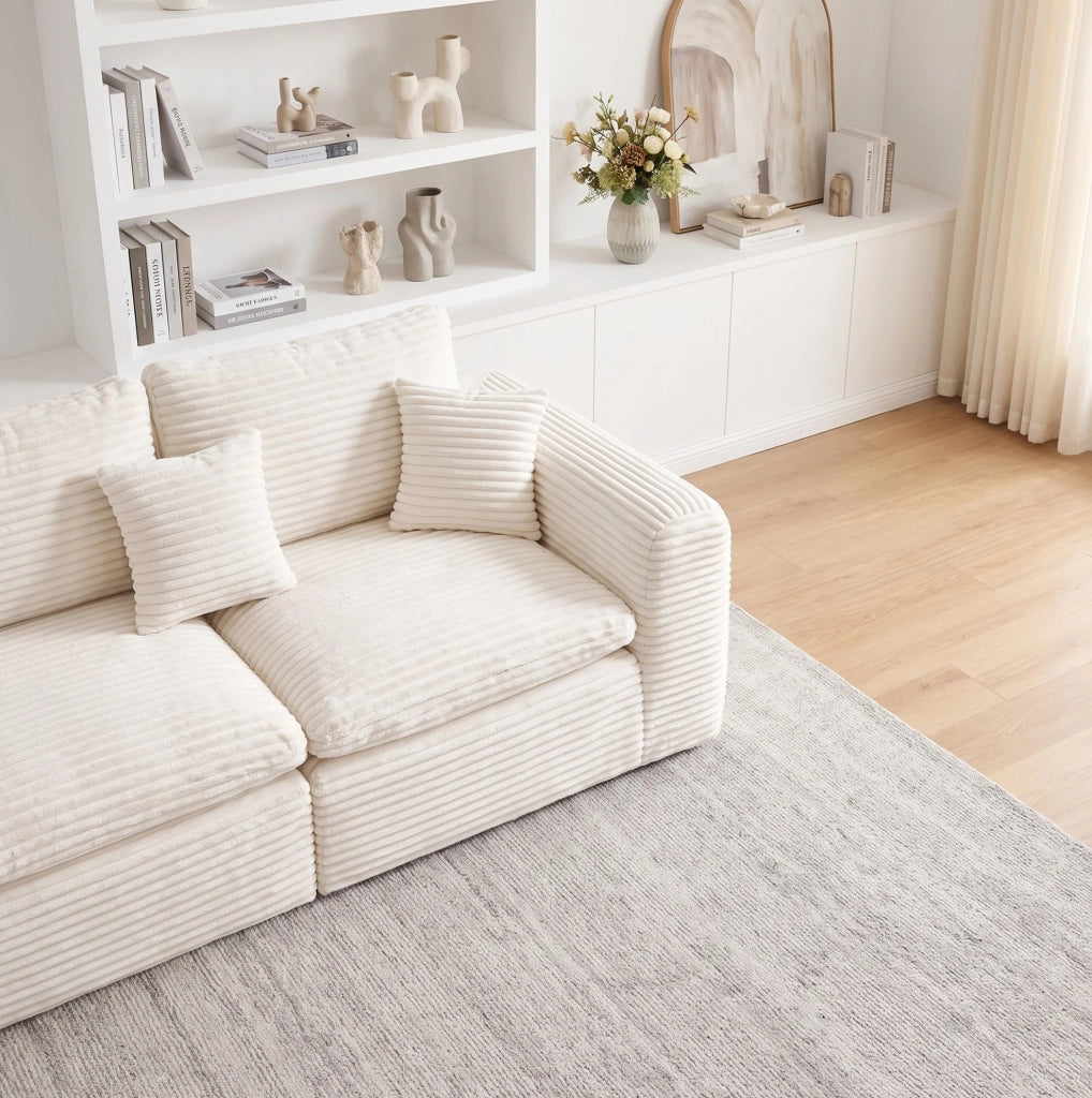 DIVANO Modulare 3-in-1 Beige in Velluto a Coste Set 3 Moduli