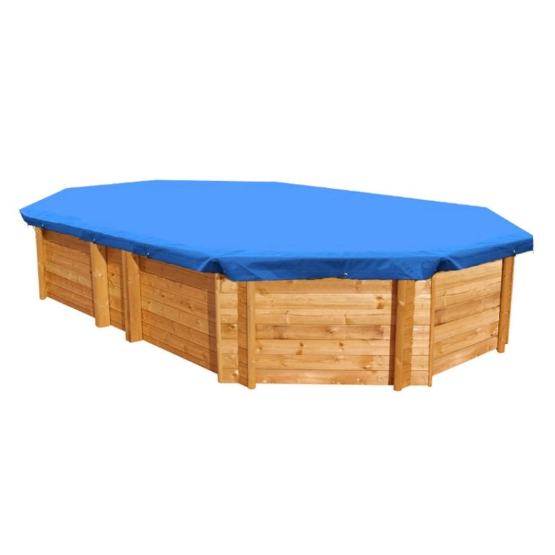 Copertura Invernale In Poliestere 90 Gr/m² Per Piscina Ottagonale Allungata 7,30 X 3,75 M Bordo In Legno Compreso Dimensione piscina: 7.30 X 3.75 m