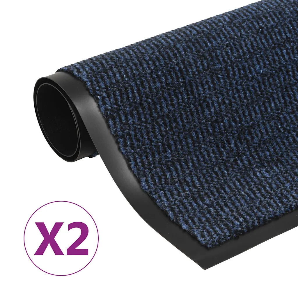 Tappeti Antipolvere 2 pz Rettangolari Trapuntati 40x60 cm Blu 3051604