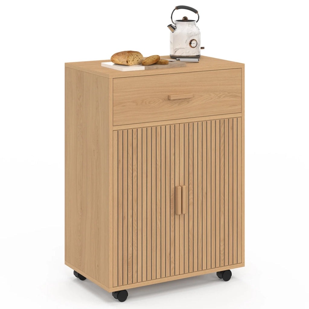 IDMarket - Credenza JULIETTE con cassetto in legno effetto doghe L.60 cm