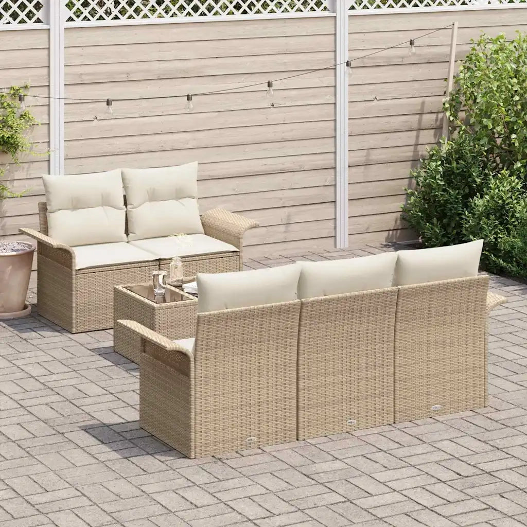 Set di divani con cuscino 6 pcs Beige polyrattan 3345241