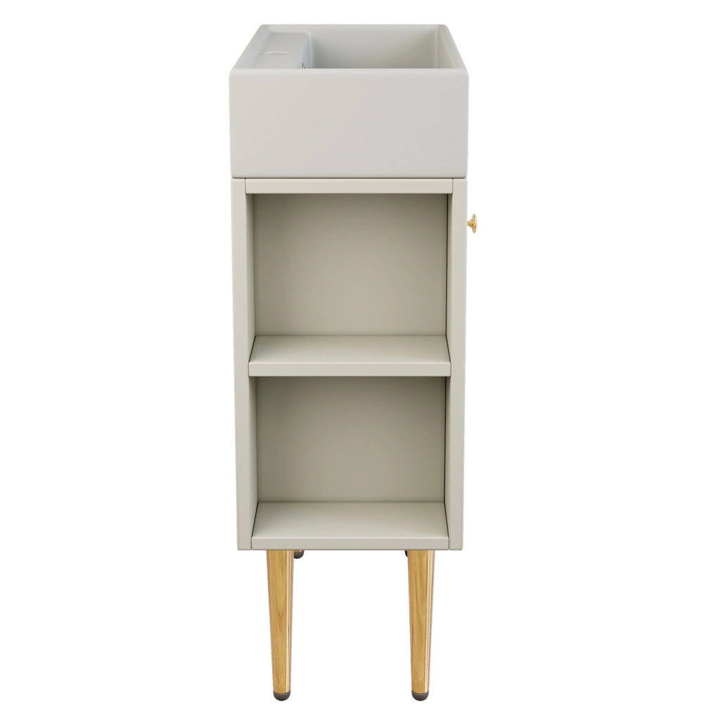 Mobile bagno da terra bianco con lavabo integrato e ripiani