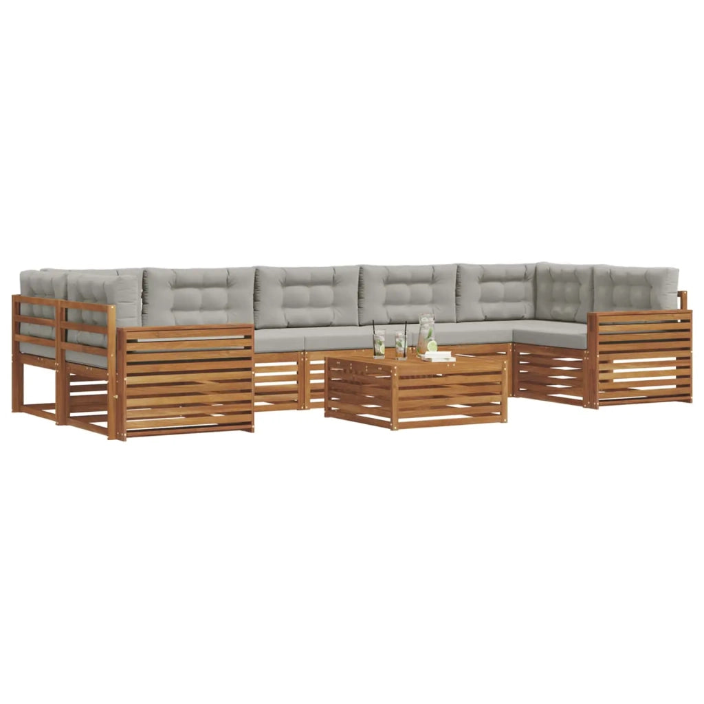 Set di divani da esterno 8 pcs Grigio Naturale e Chiaro 3373186