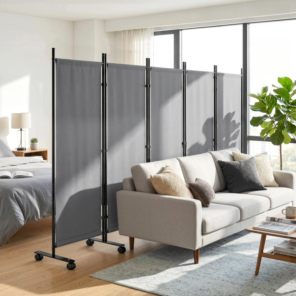Paravento 5 pannelli ¨C Minimal ¨C Grigio scuro 252x40 cm