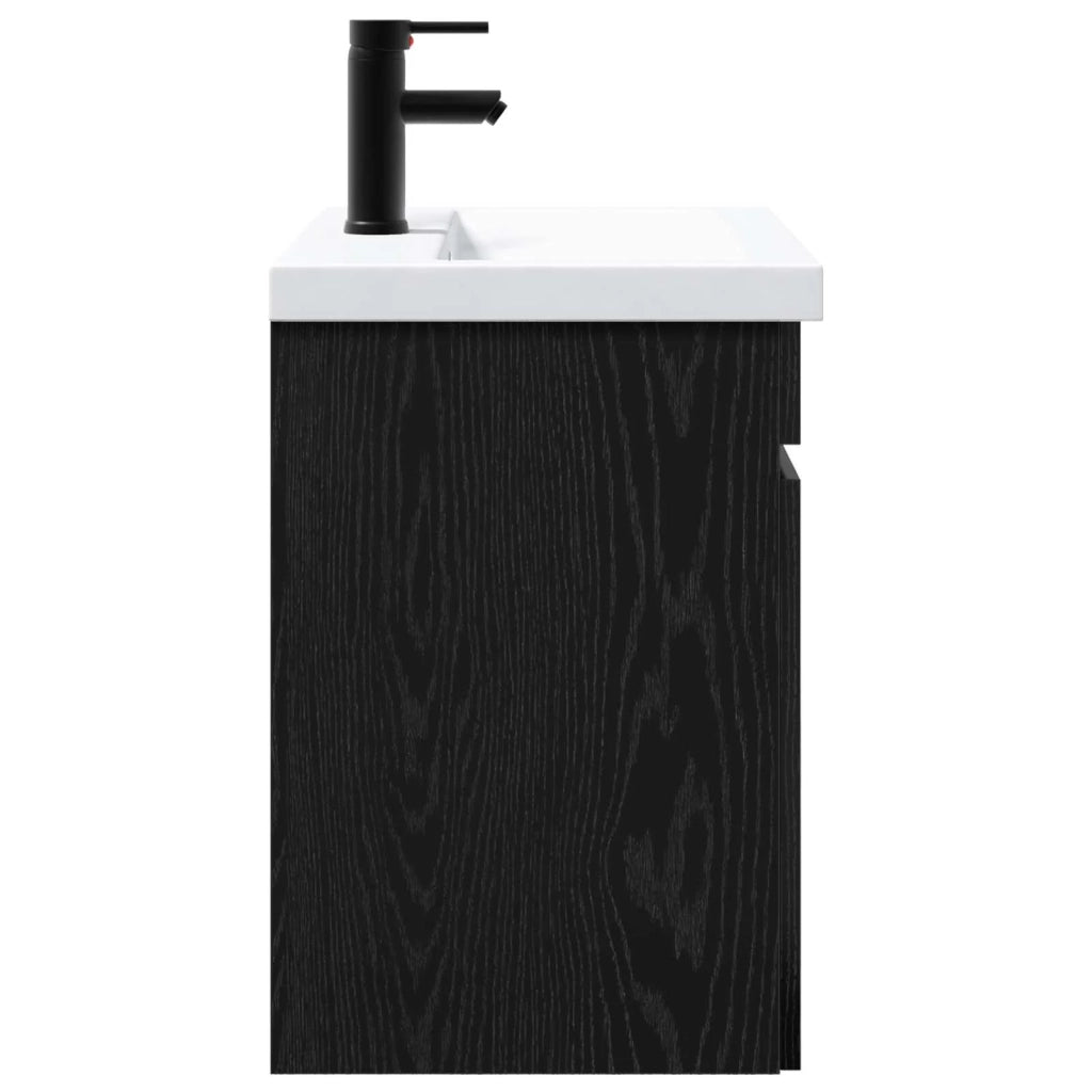 Mobile Bagno | Armadio da bagno con rubinetto Rovere Nero 61 x 40 x 74,5 cm