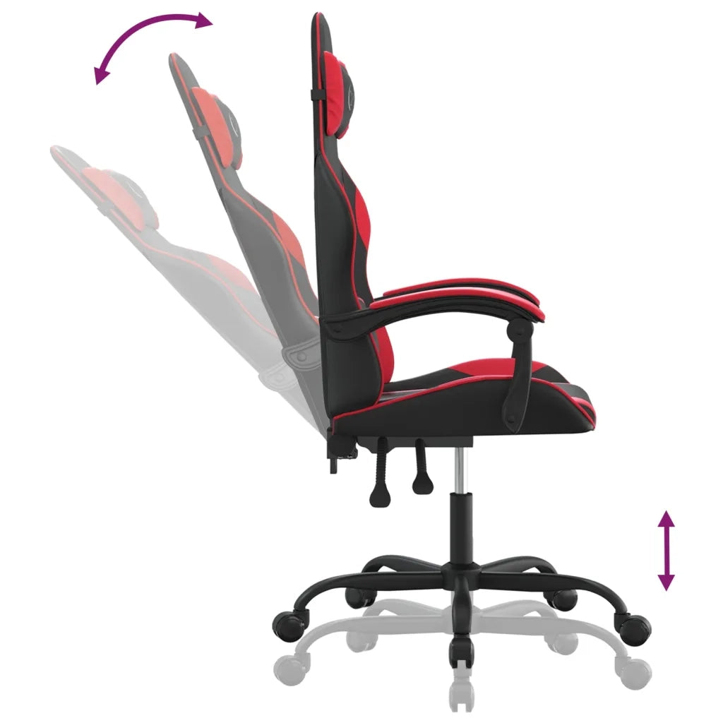 Sedia da Gaming Girevole Nera e Rossa in Similpelle 349568