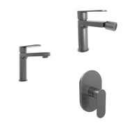 Set miscelatori lavabo 16cm bidet miscelatore doccia monocomando gun metal spazzolato | Margot