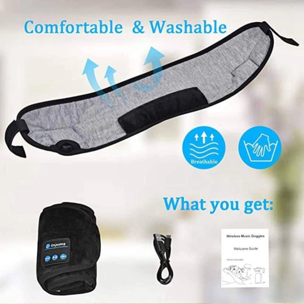 Trade Shop - Mascherina Occhi Per Dormire Con Cuffie Wireless Integrate Bluetooth 5.0 Morbida -