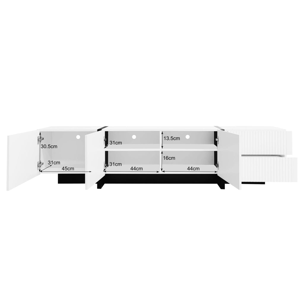 MOBILE TV 190x35x45 cm con 3 ante e 2 cassetti Bianco e Nero