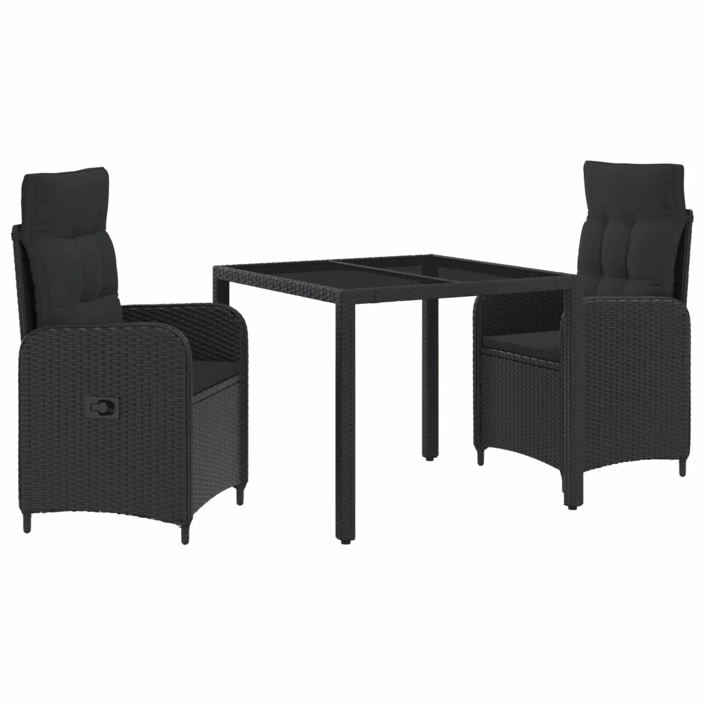 Set da pranzo per esterni 3 pz Nero polyrattan 3422292