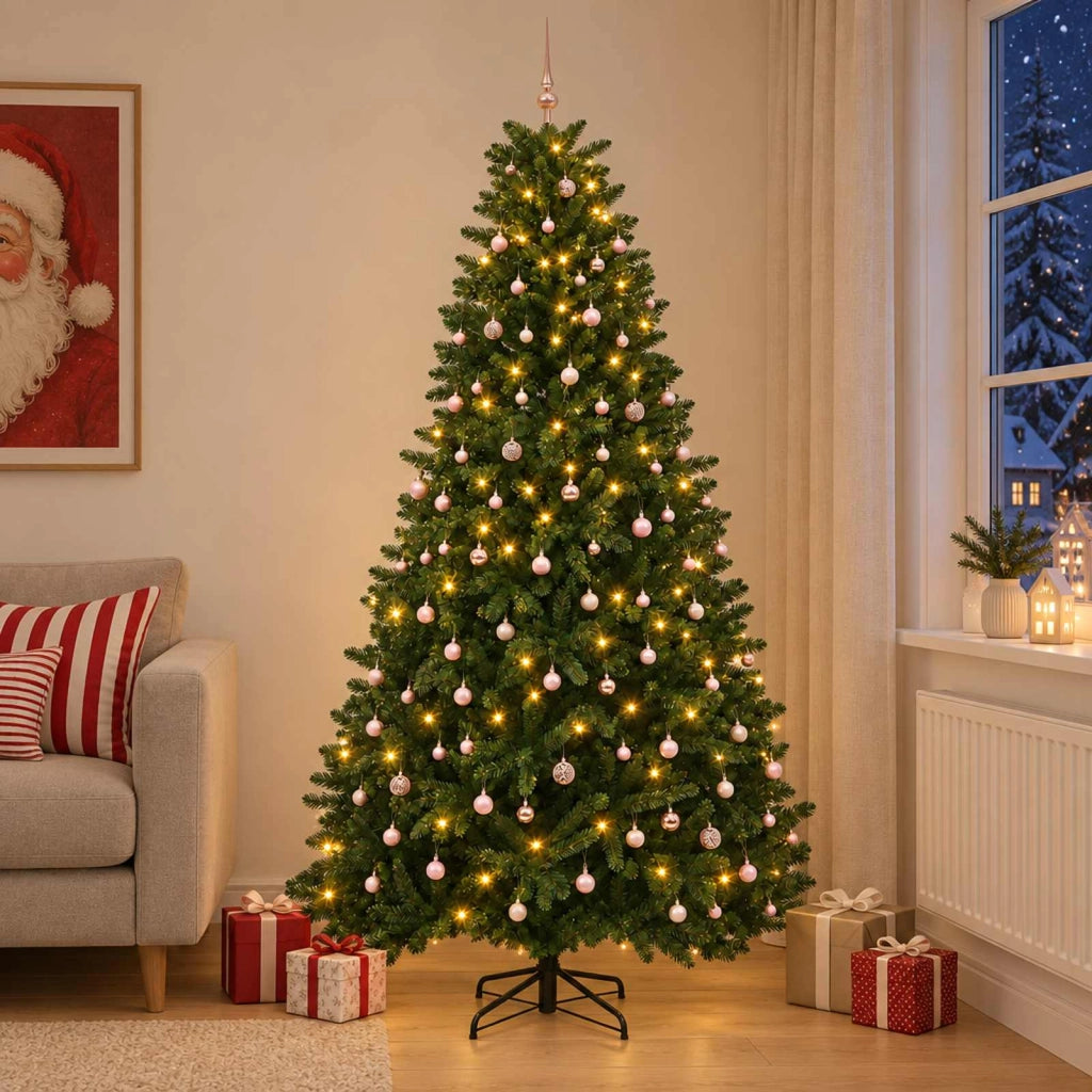 Albero di Natale artificiale verde medio con palline 270 cm 3467355