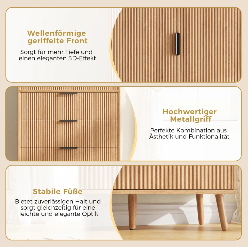 ARMADIO Multiuso 75x35x180 cm MDF Naturale con 2 Ante e 3 Cassetti