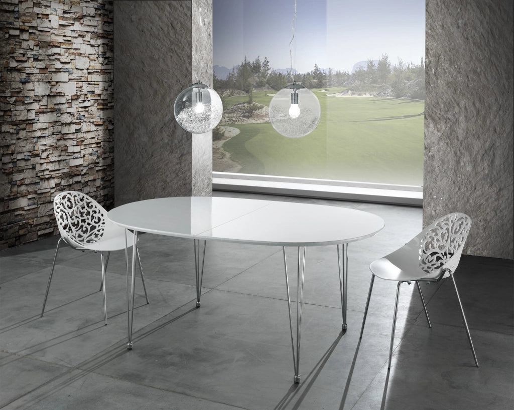 Tavolo allungabile effetto legno bianco cm. H.75xP.105xL.170 (chiuso)