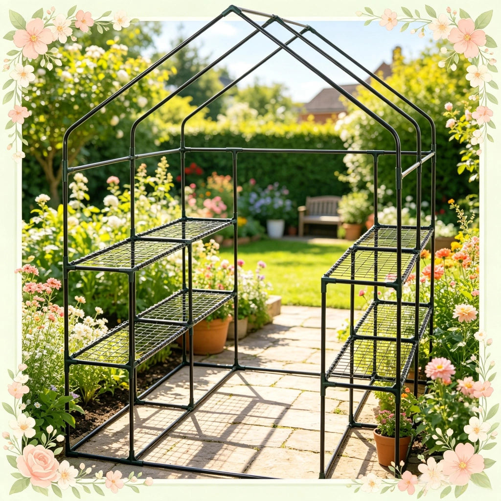 Serra per pomodori da giardino in polietilene; struttura in acciaio verniciato; apertura frontale; verde; 143 x 143 x 195 cm