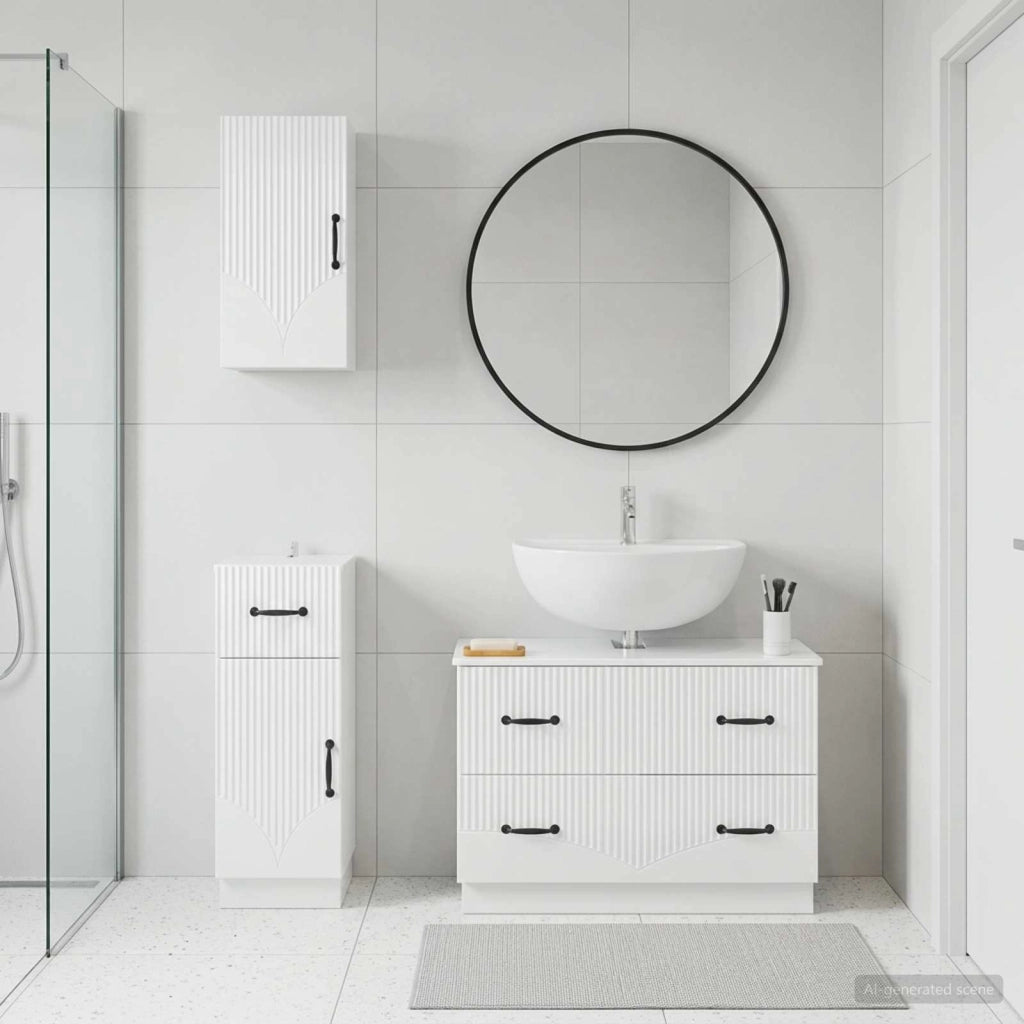 Set di armadietti da bagno in 3 pezzi HOORN Bianco Lucido 3417796