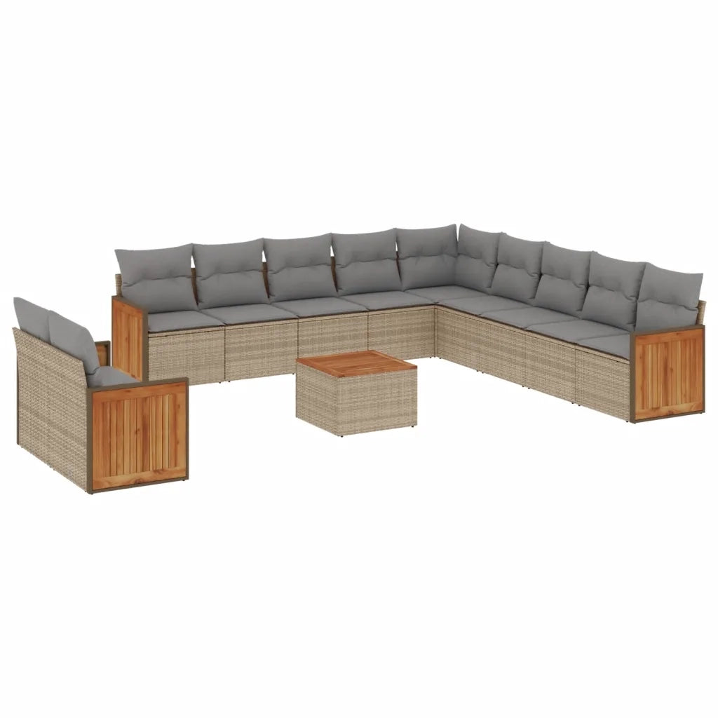 Set Divani da Giardino 12 pz con Cuscini Beige in Polyrattan 3260218