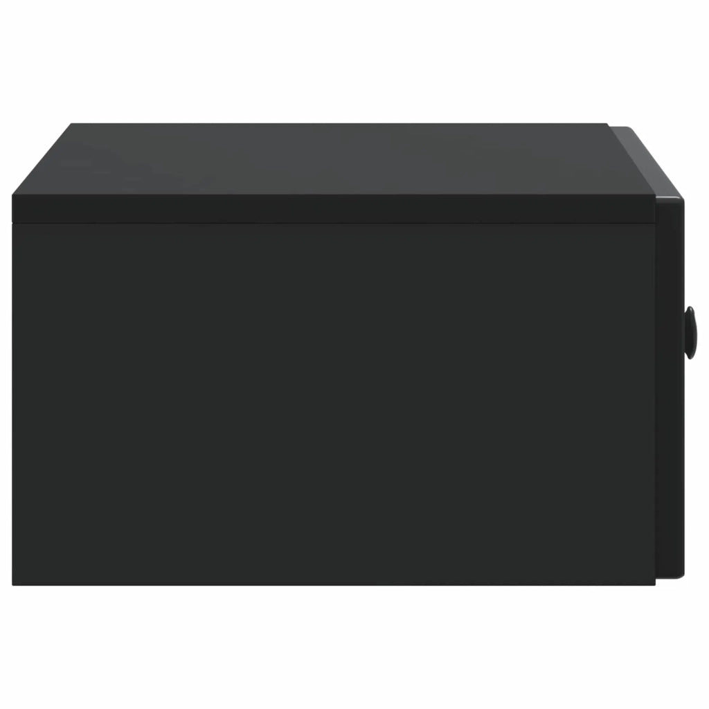 Comodino | Armadio da Notte | Mobiletto da notte a muro con cassetto Nero 49 x 34,5 x 20 cm