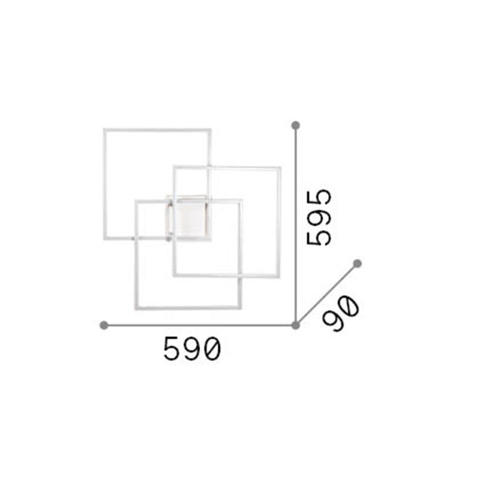 Plafoniera Moderna Frame Metallo Nero Led 35W 3000K Luce Calda