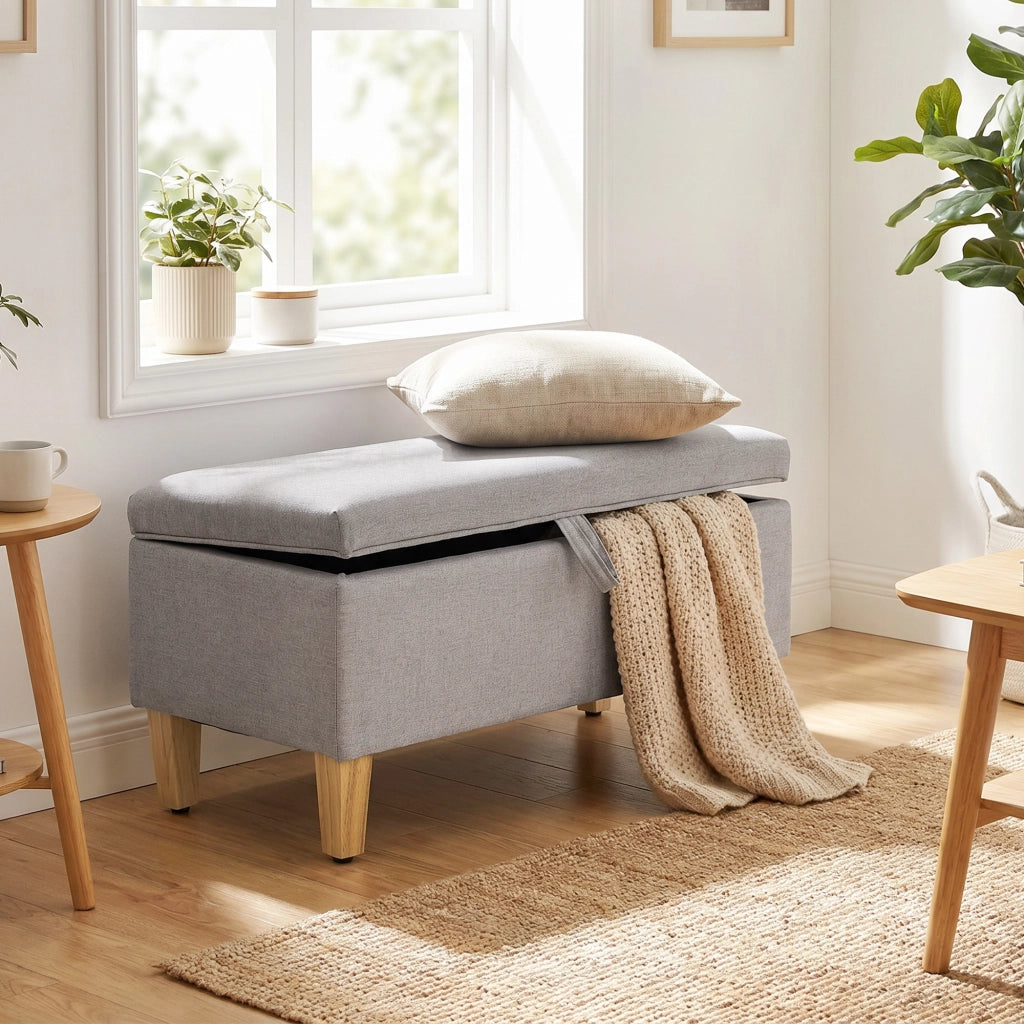 Poltrona con pouf e contenitore ¨C Minimal ¨C Grigio chiaro
