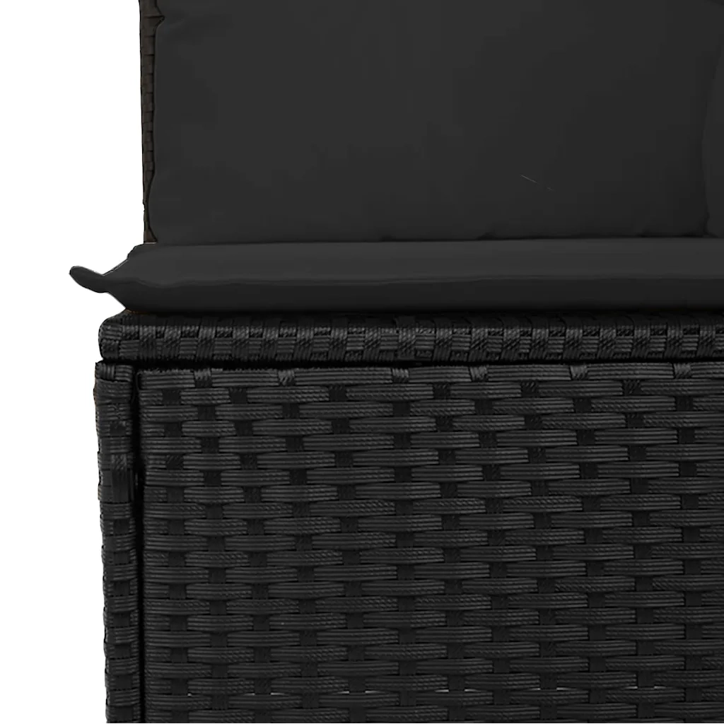 Divano da giardino con cuscini 4 posti nero in polyrattan 365964