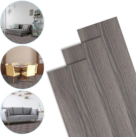 Pavimento in PVC - Pavimenti in PVC - Pavimento in vinile - Pavimenti in vinile - Naturale - 91,5 x 15,2 cm x 1,5 mm - Spessore 1,5 mm - 42 piastrelle - Stile Notte Eichen
