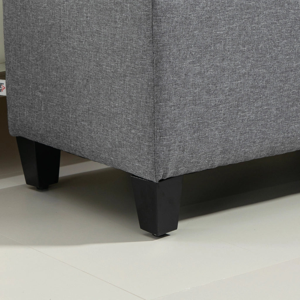 Panca contenitore imbottita 100x40x44 cm in poliestere grigio chiaro