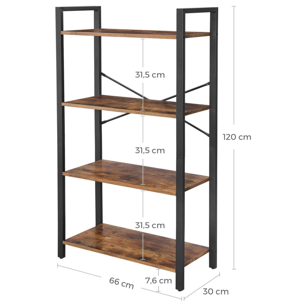 Libreria industriale a 4 ripiani in stile rustico LLS60BX