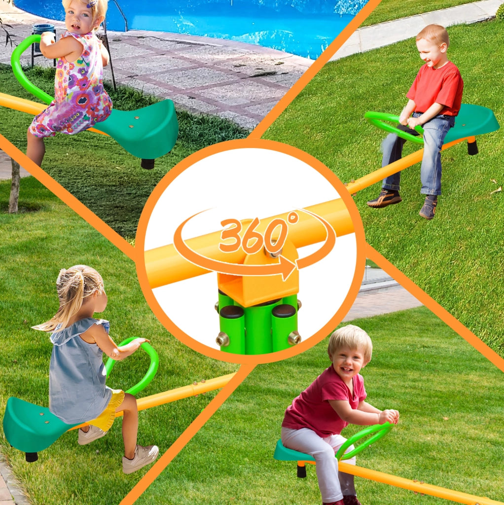 Altalena a bilico per bambini 180,34x75,44x54,86 cm inox e plastica verde gialla