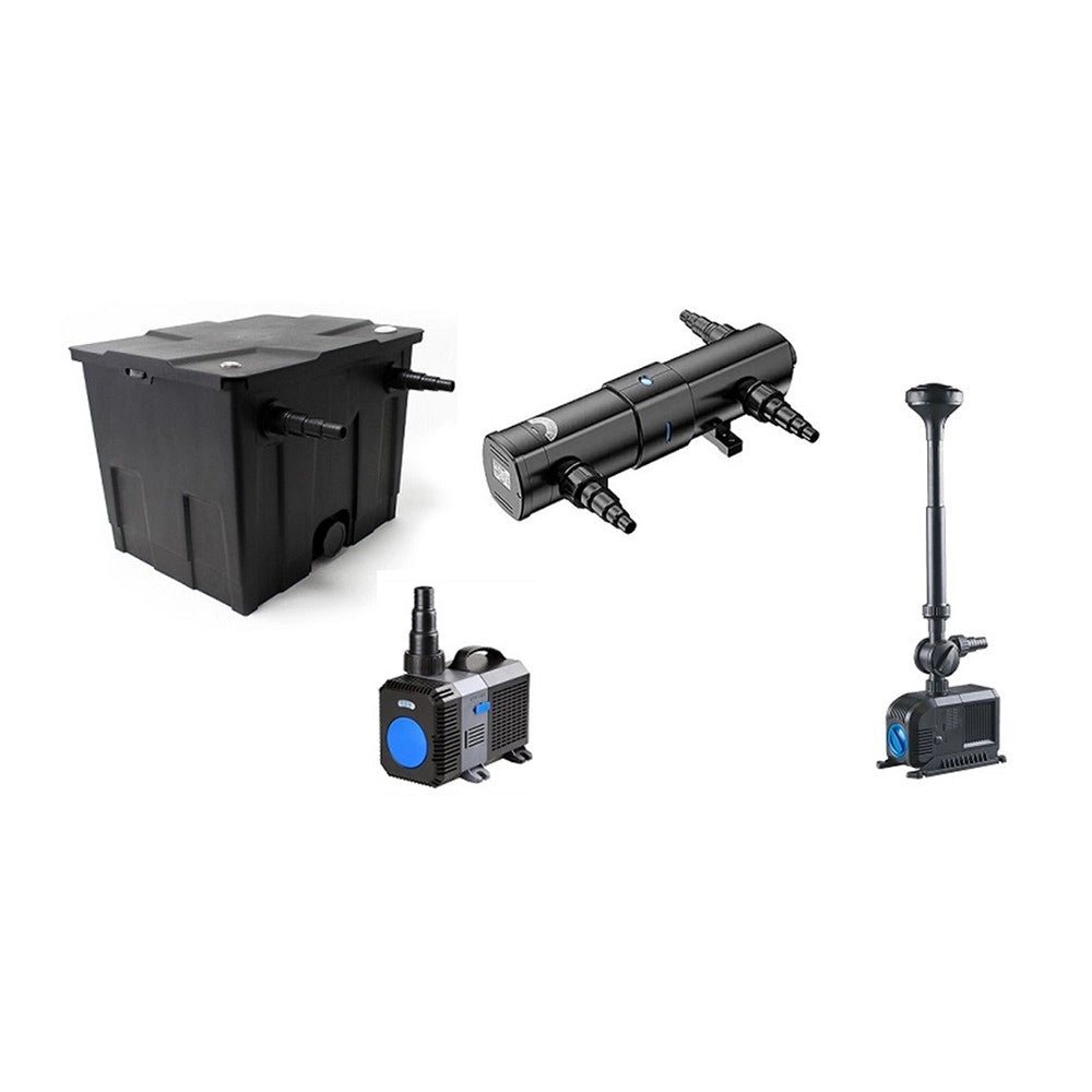 SunSun Kit ECO CBF fino a 12000 litri con filtro biologico, pompa risparmio energetico, UV-C e giochi d'acqua